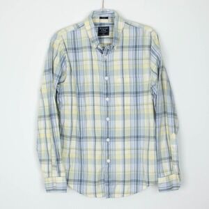Abercrombie & Fitch Mens Slim Fit Plaid‎ Button Down Shirt Size M Yellow Preppy